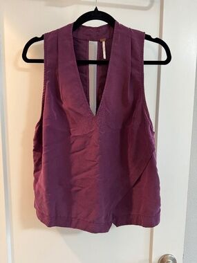 Free People Purple Tank Sleeveless Cross Front Slit Back Women's Small